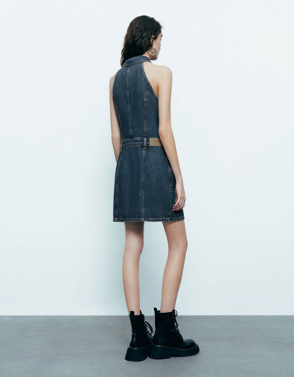 Sleeveless Lapel Denim Dress