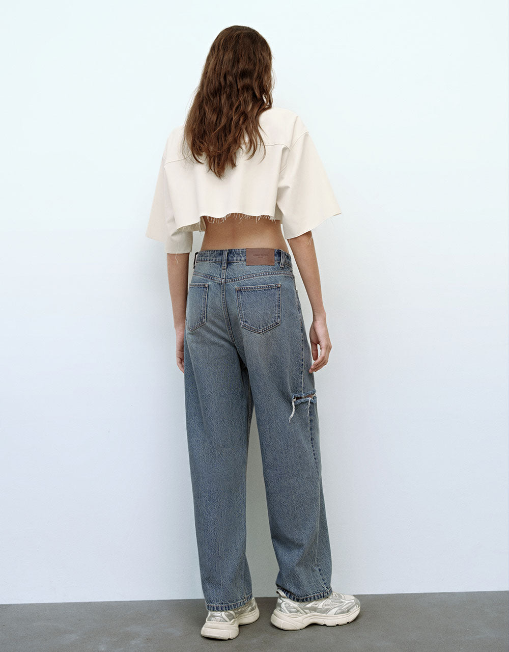 Cut-Out Wide-Leg Jeans