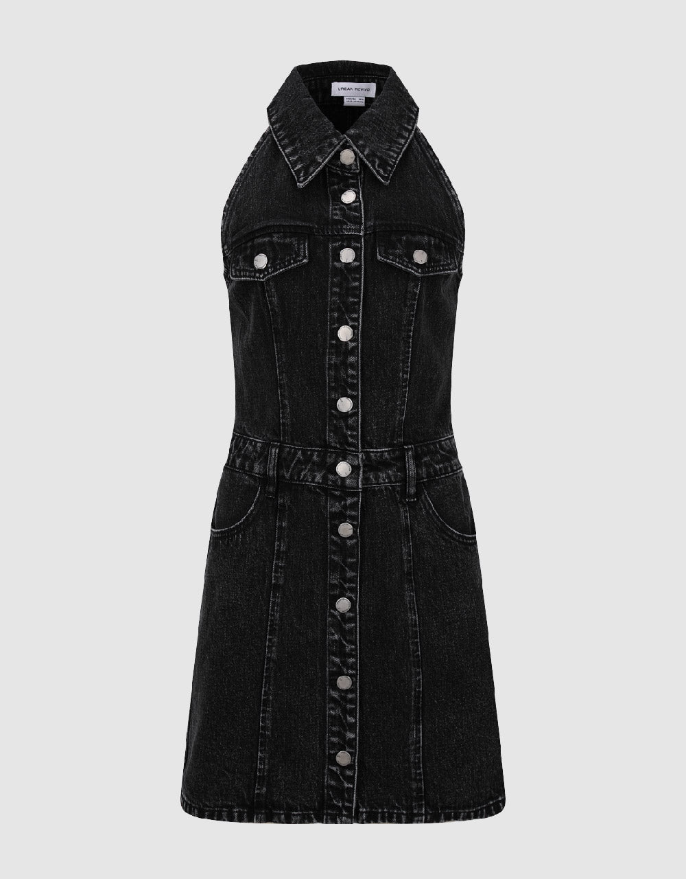 Sleeveless Lapel Denim Dress