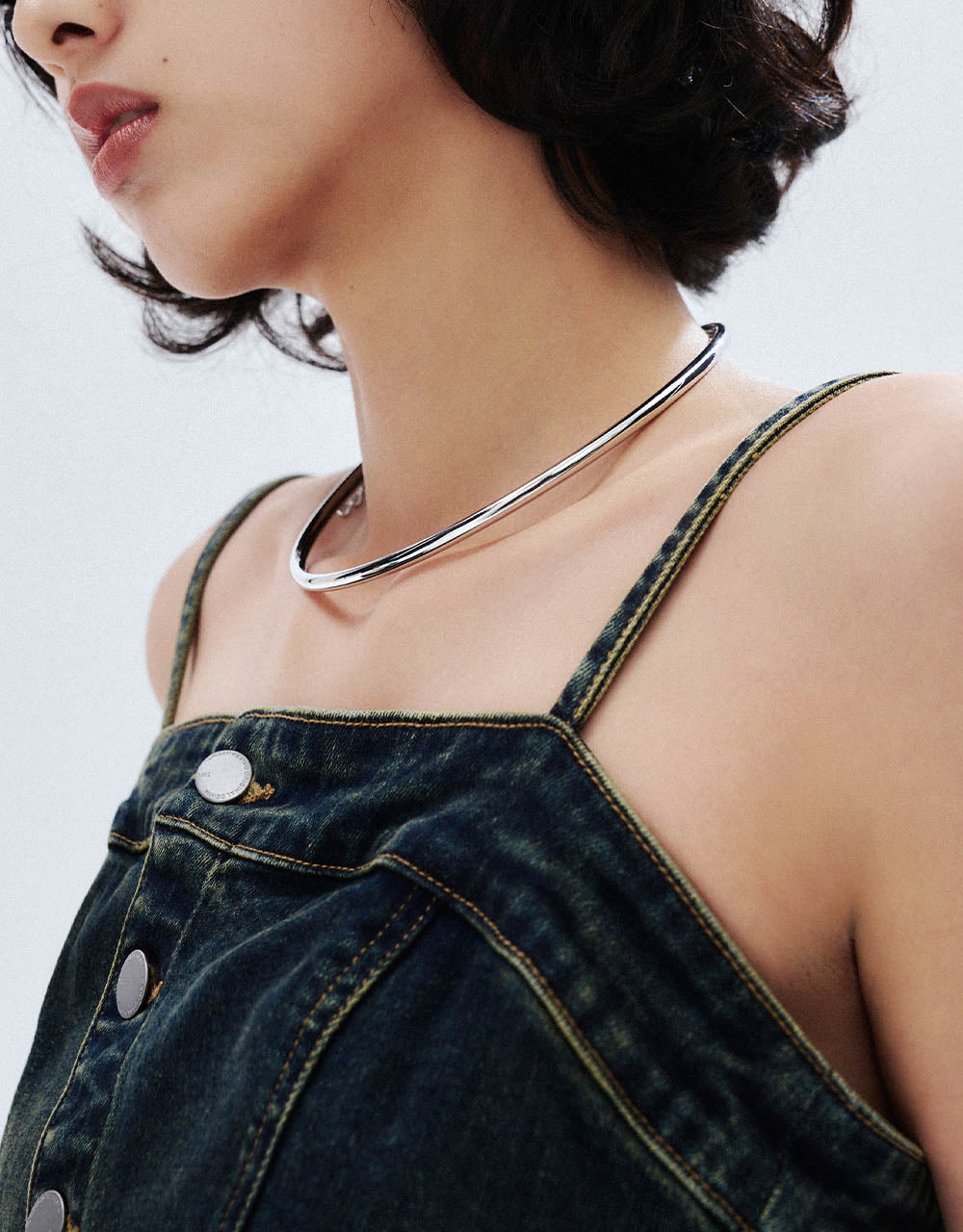 Raw Hem Off-Shoulder Denim Cami Dress