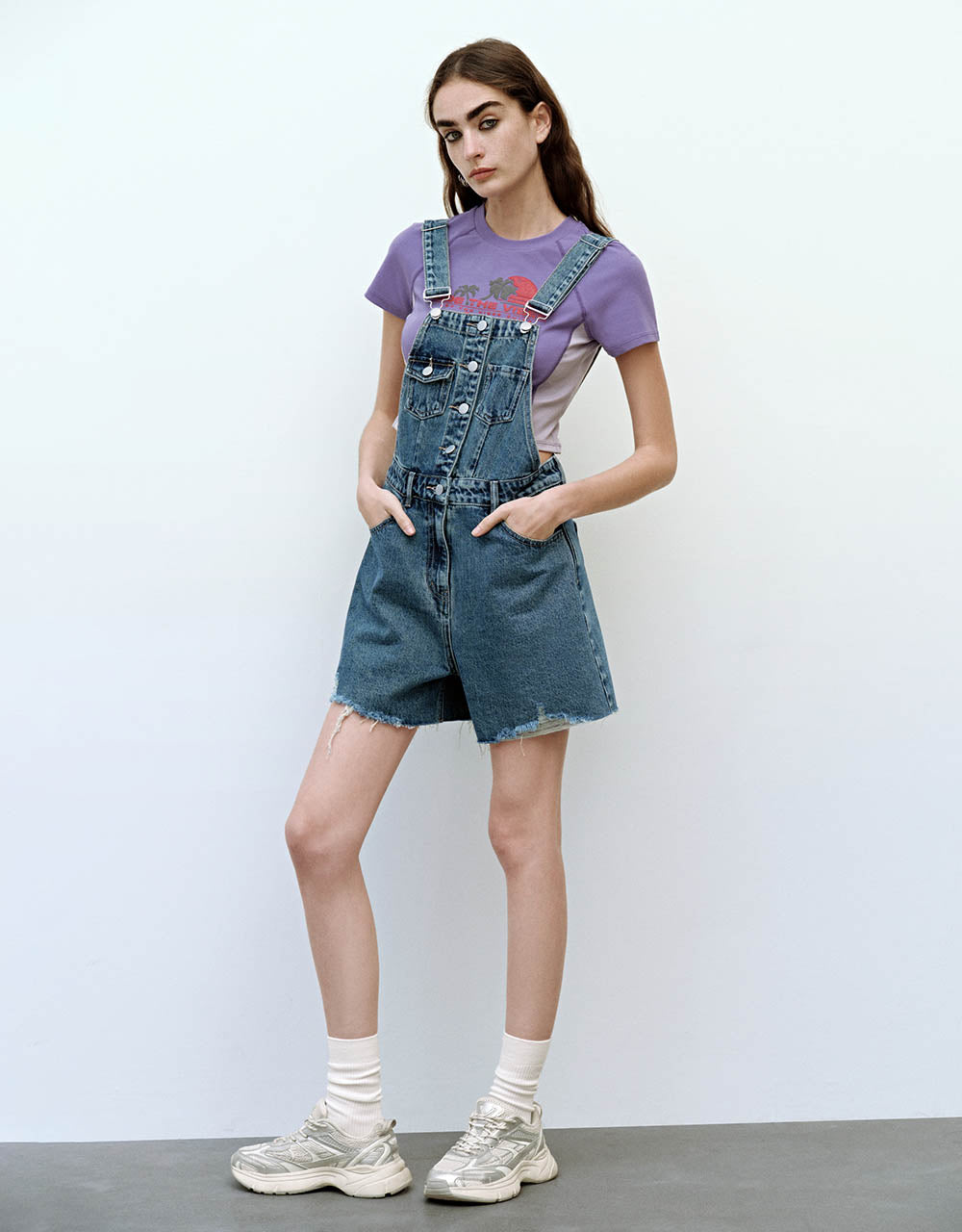 Raw Hem Denim Overall