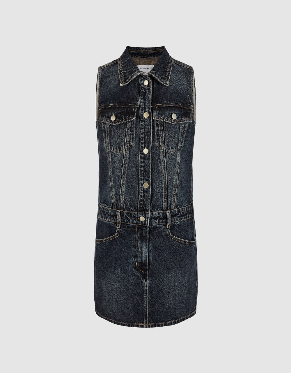 Sleeveless Lapel Denim Dress