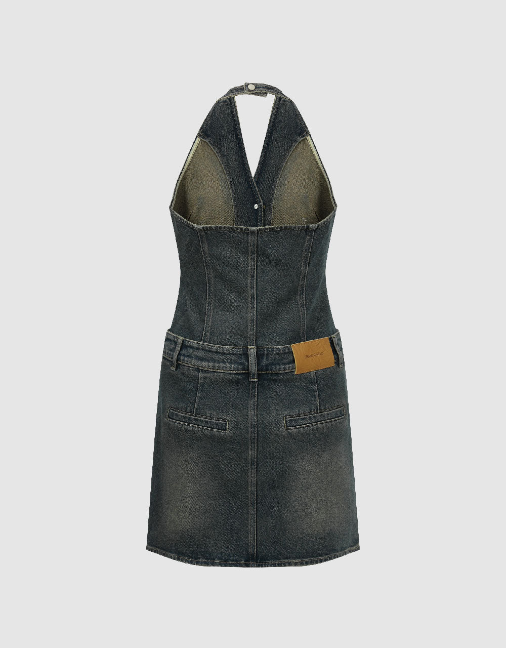 Sleeveless Halter Neck Denim Dress