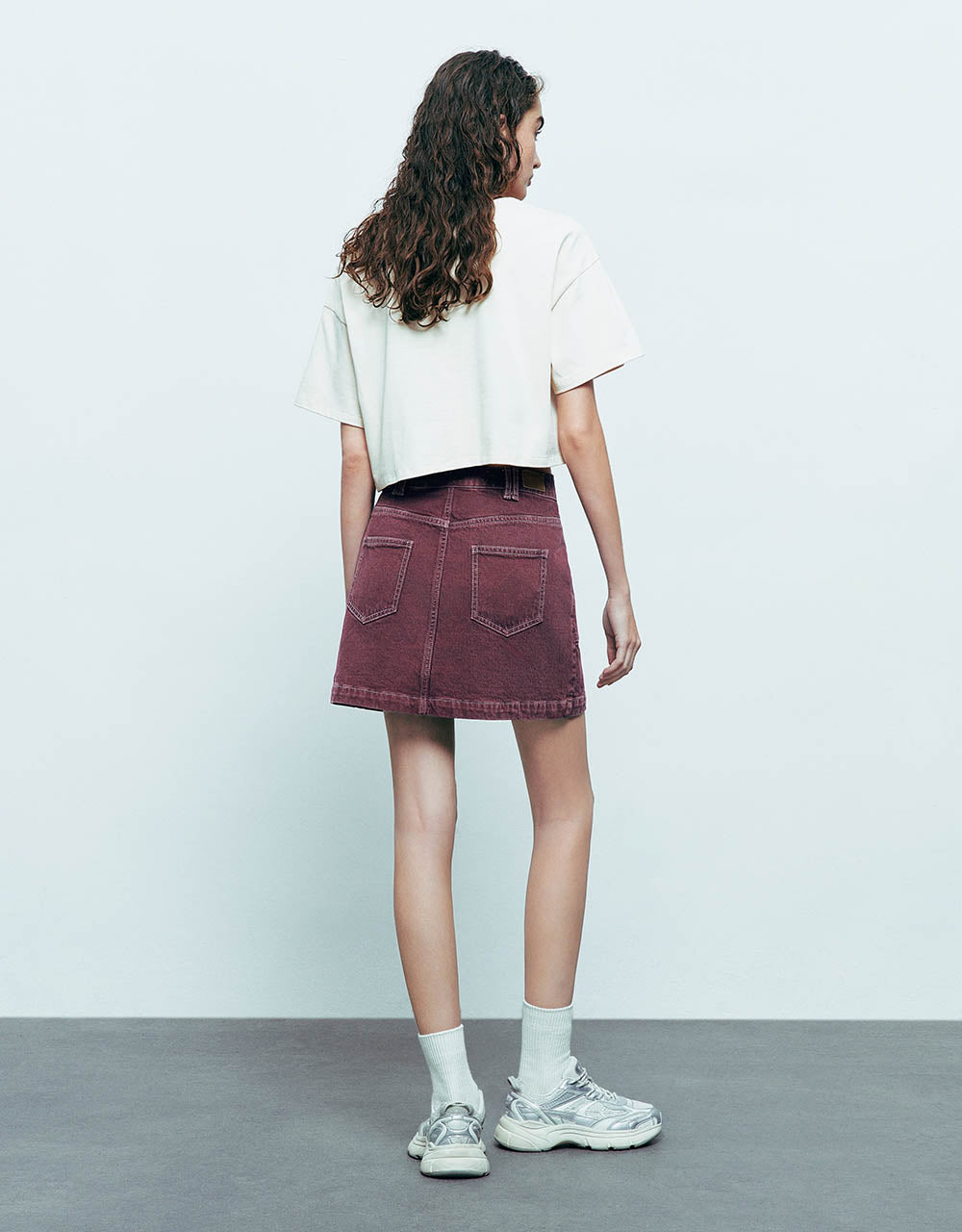 Mini Straight Denim Skirt With Belt