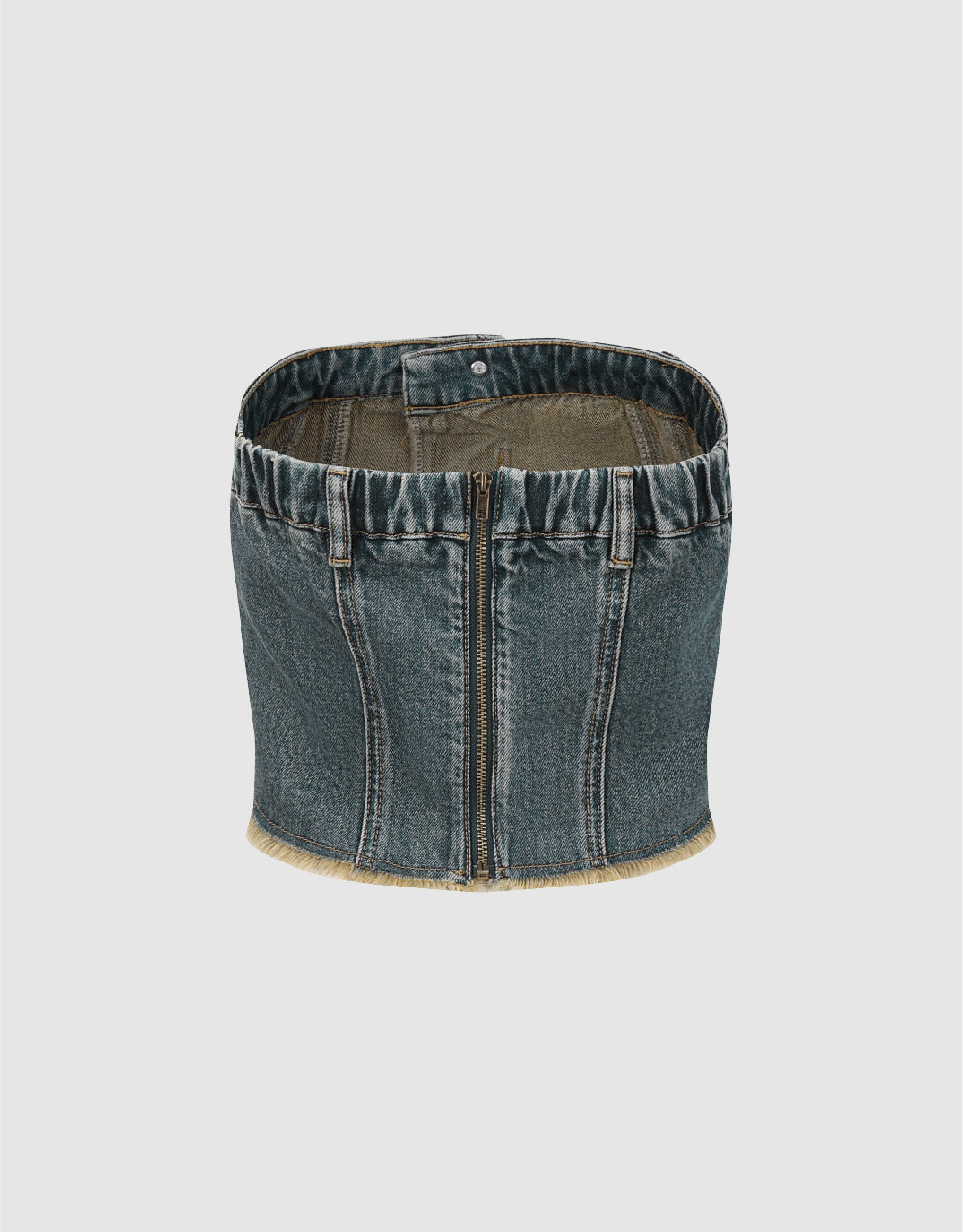 Raw Hem Skinny Denim Tube Top