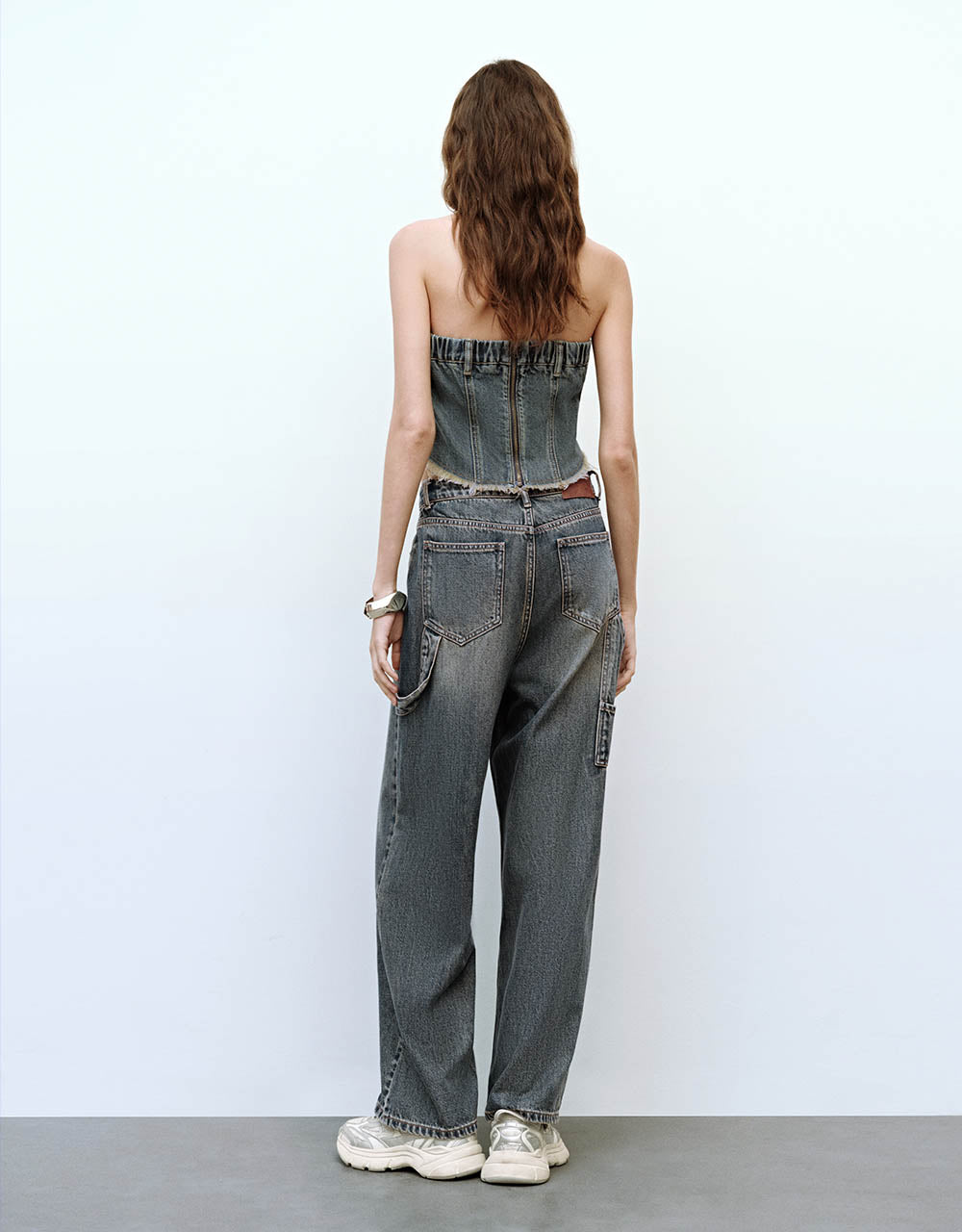 Raw Hem Skinny Denim Tube Top