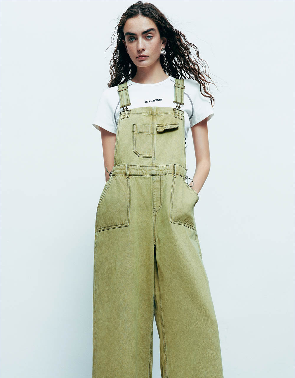 Wide-Leg Denim Overall