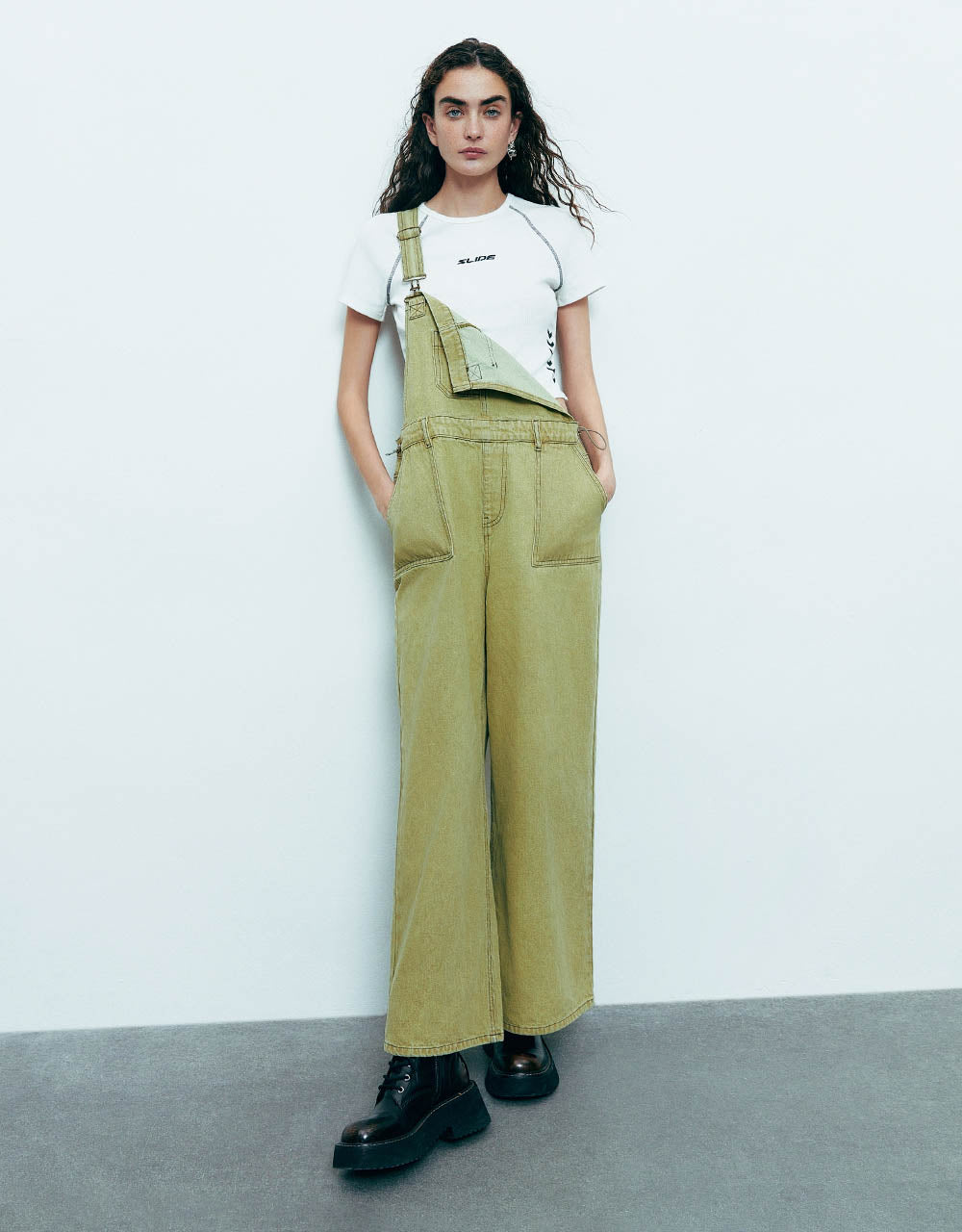 Wide-Leg Denim Overall