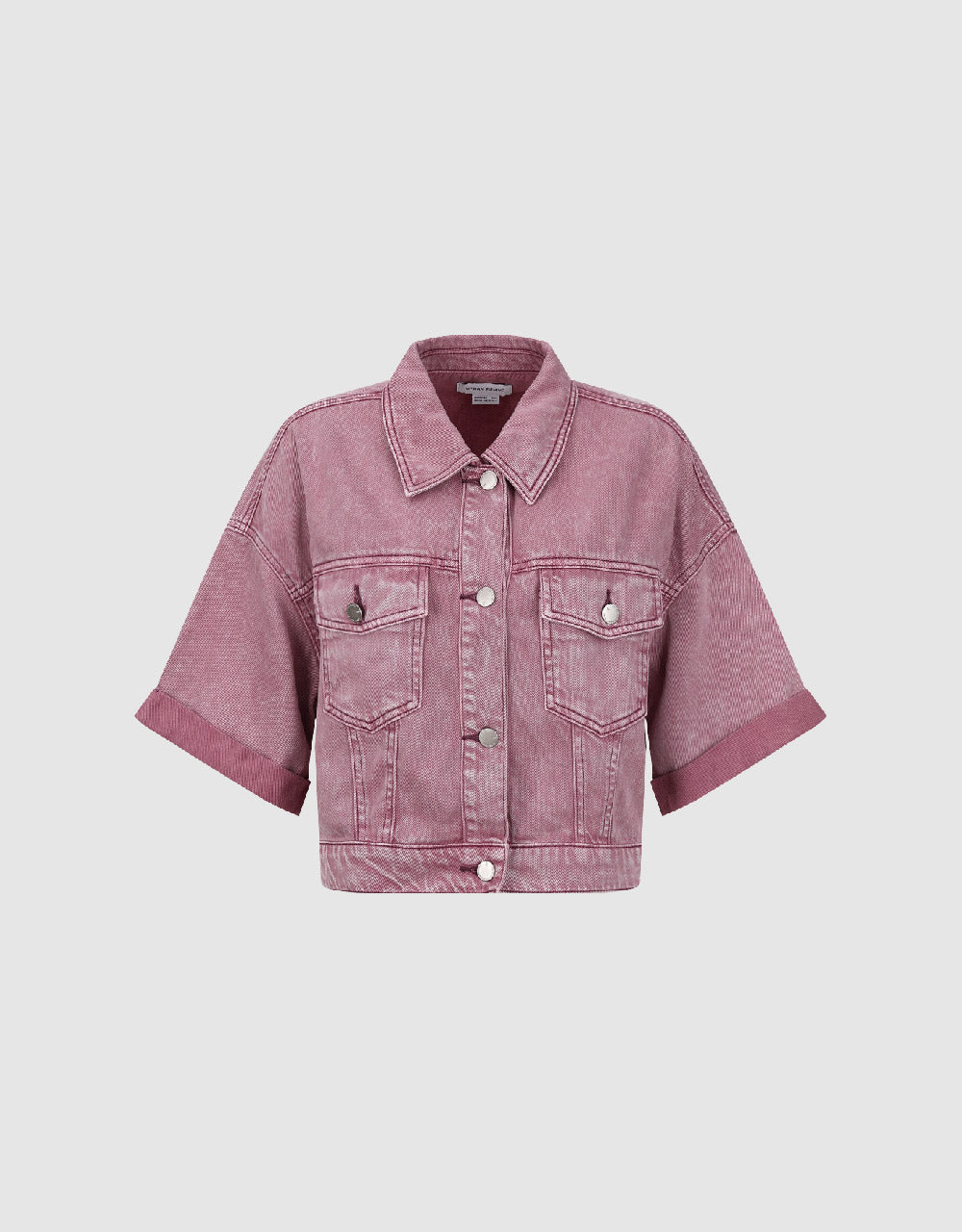 Cropped Lapel Denim Shirt