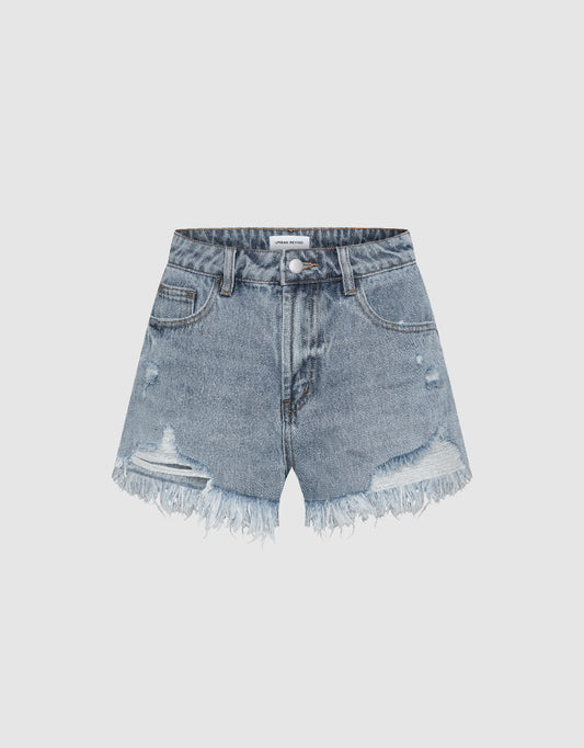 Raw Hem Denim Shorts