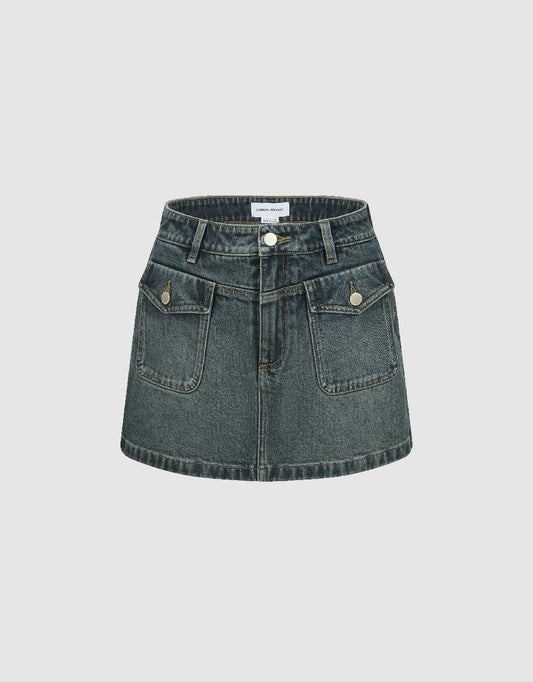 Front Pocket Denim Shorts