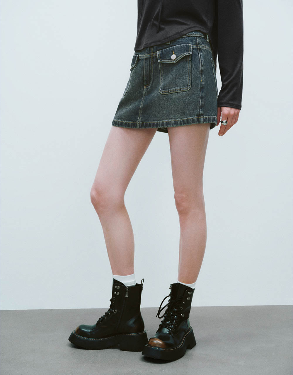 Front Pocket Denim Shorts