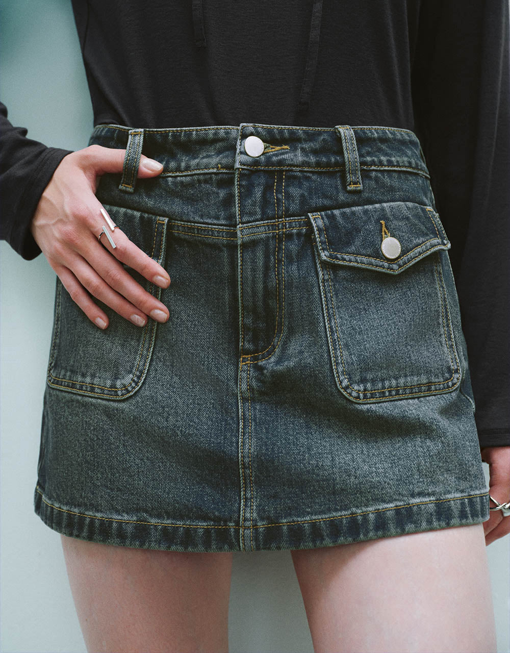 Front Pocket Denim Shorts