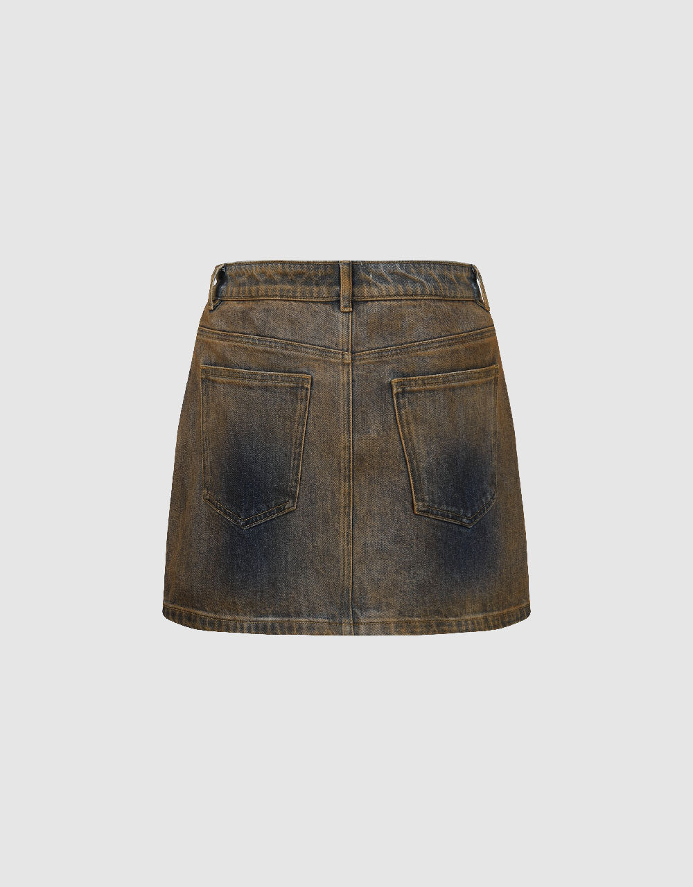 Distressed Mini A-Line Denim Skirt