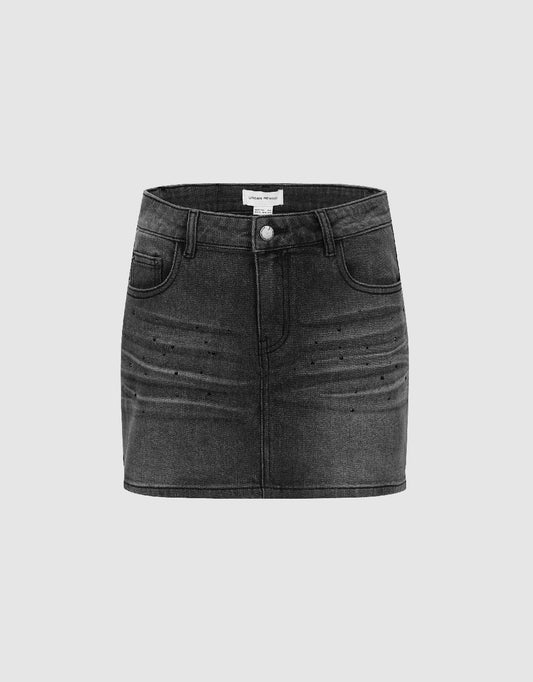 Mini Straight Denim Skirt