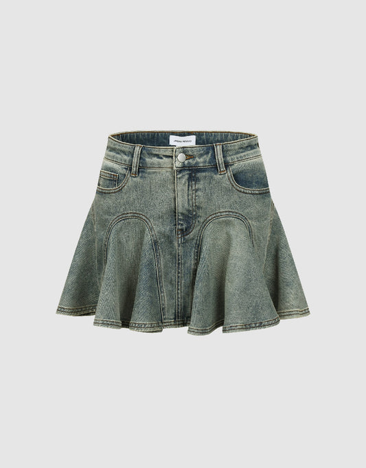 Mini A-Line Denim Skirt