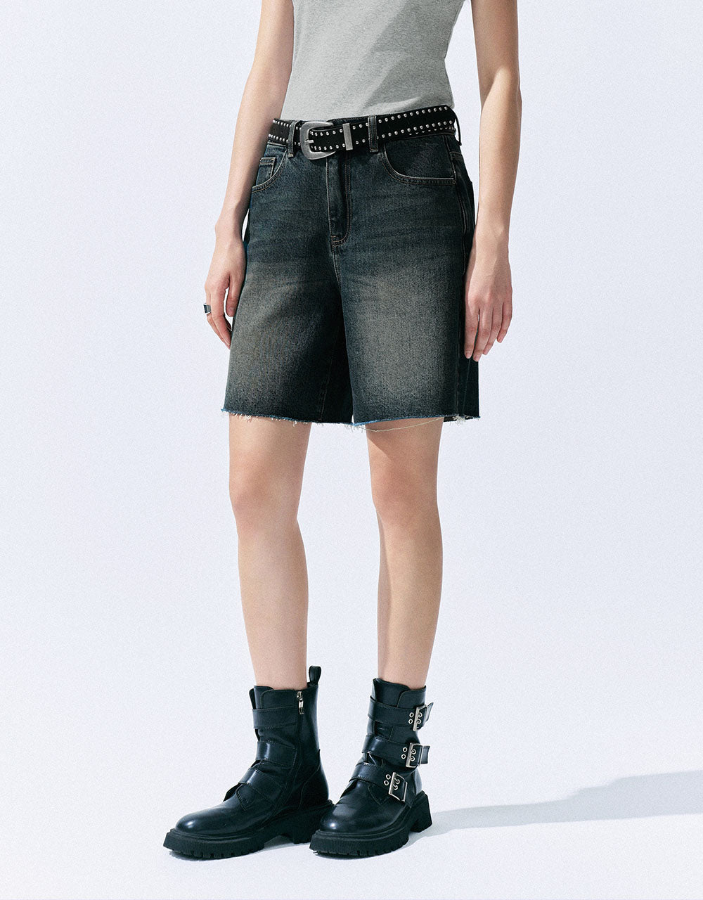 Denim Shorts With Belt