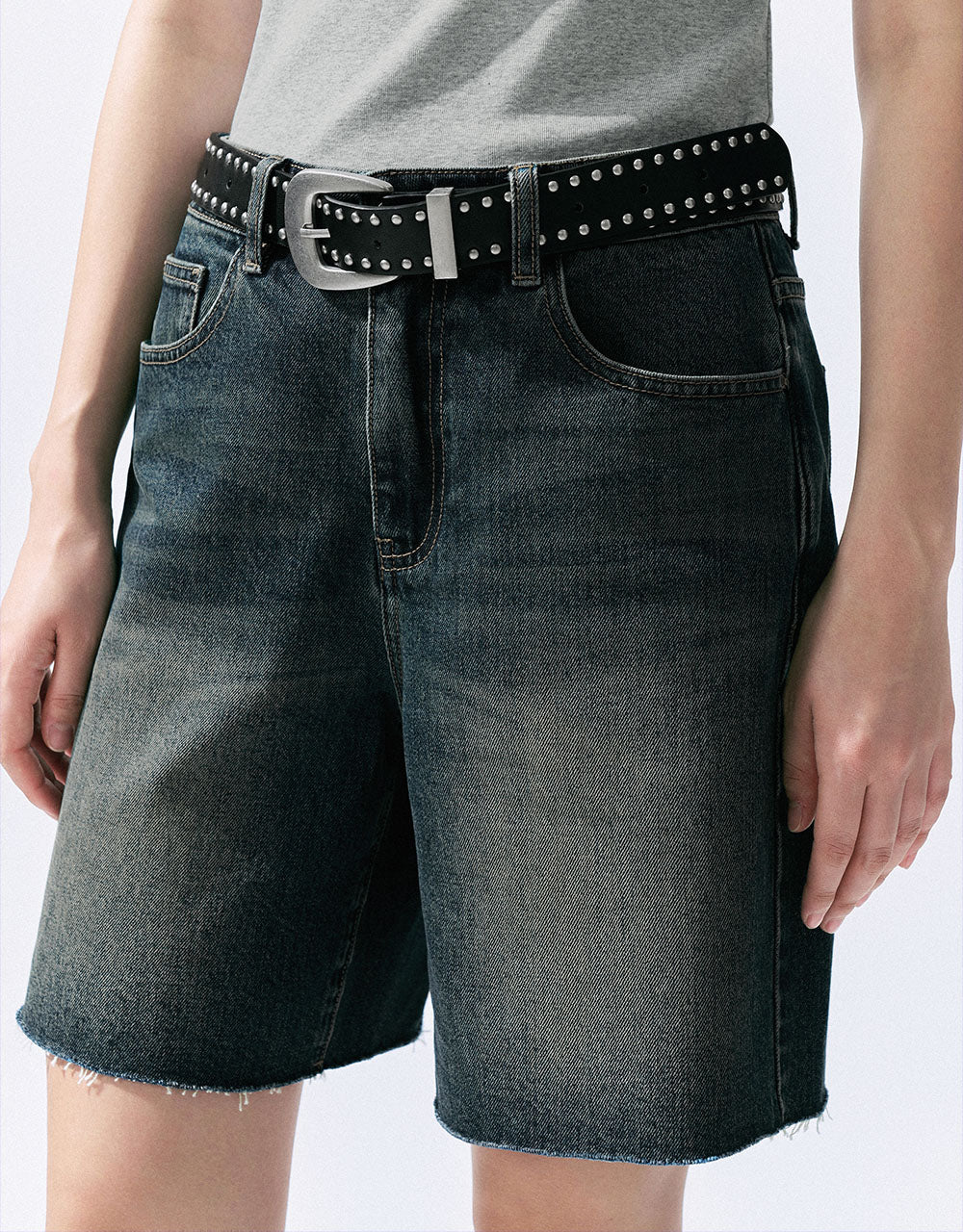 Denim Shorts With Belt