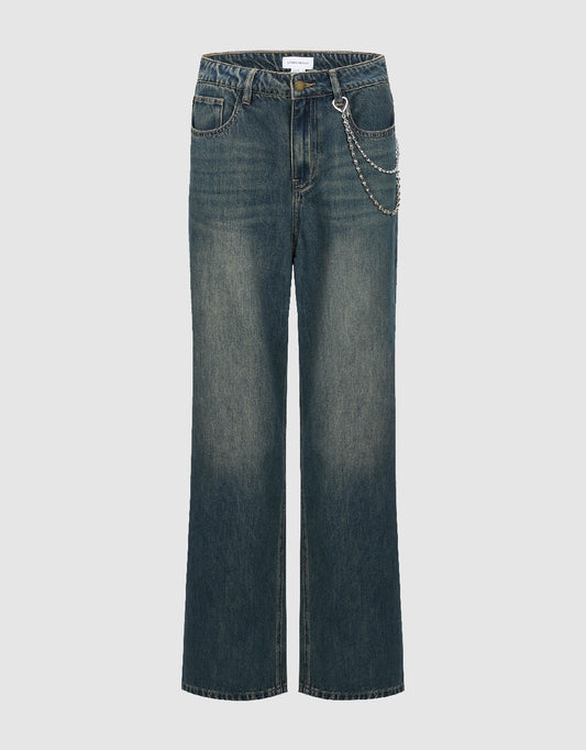 Straight Jeans With Chain