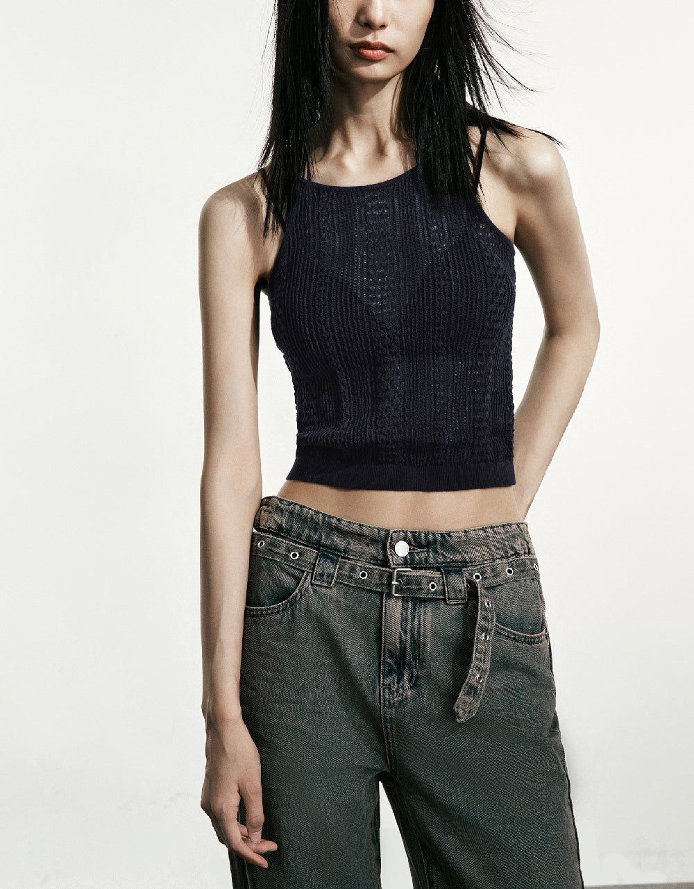 Sleeveless Crew Neck Knitted Tank Top