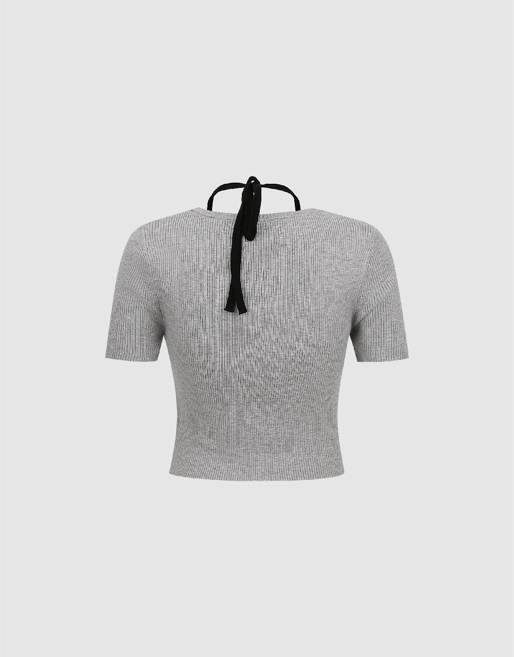 Halter Neck 2 In 1 Knitted T-Shirt