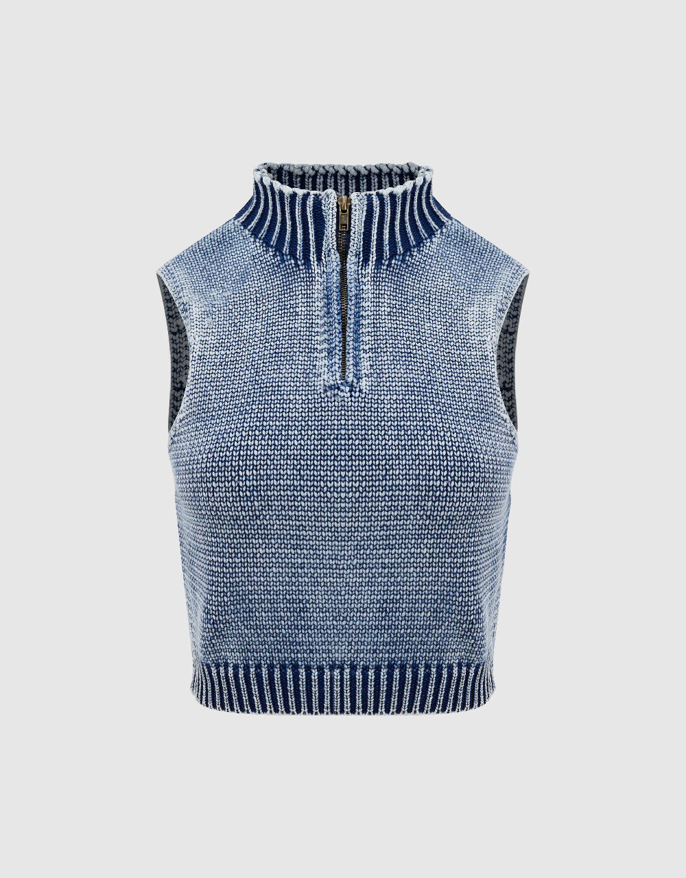 Zip Half Placket Knitted Vest