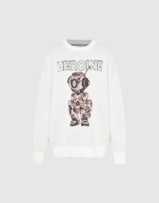 Heroine Embroidered Crew Neck Knitted T-Shirt