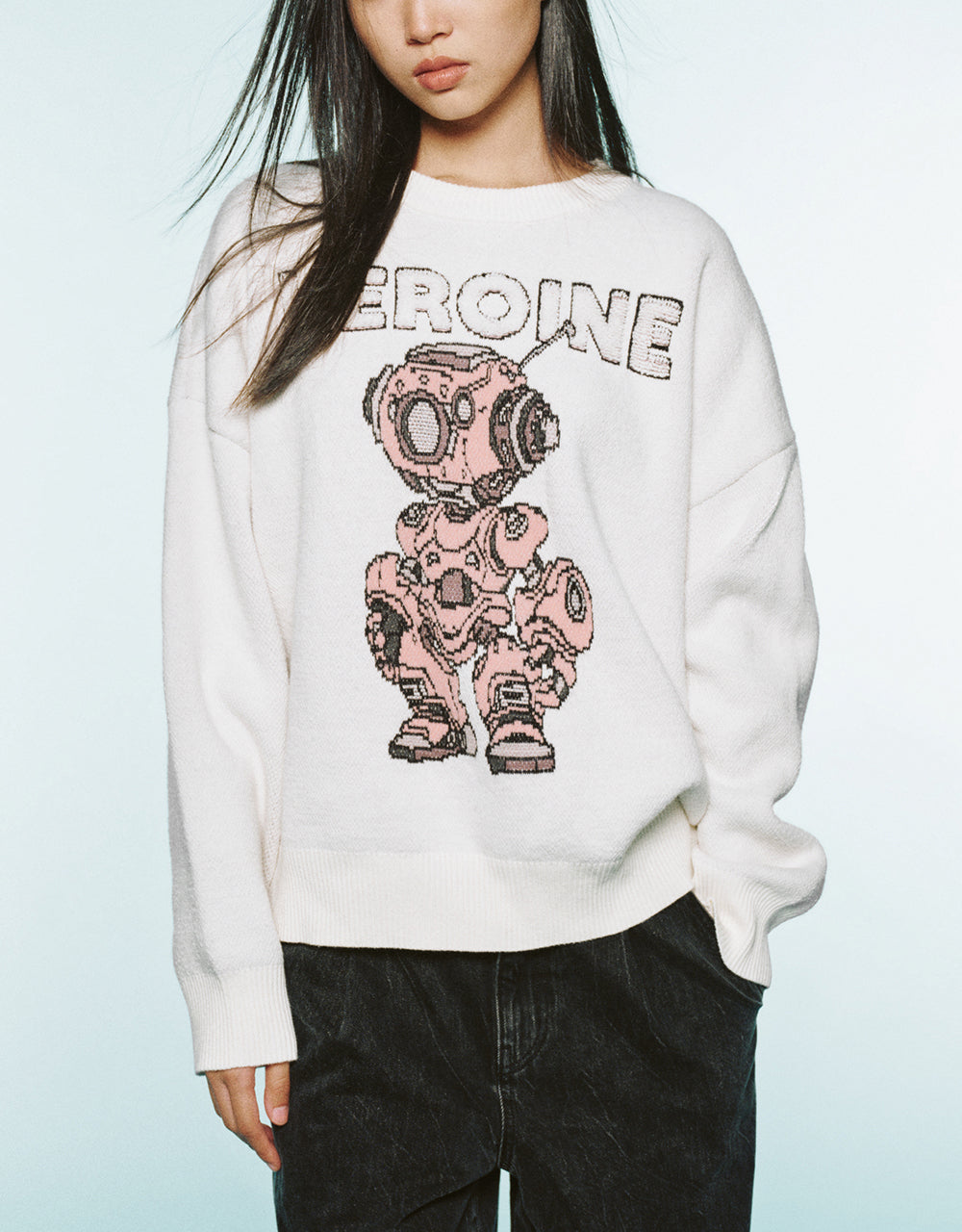 Heroine Embroidered Crew Neck Knitted T-Shirt