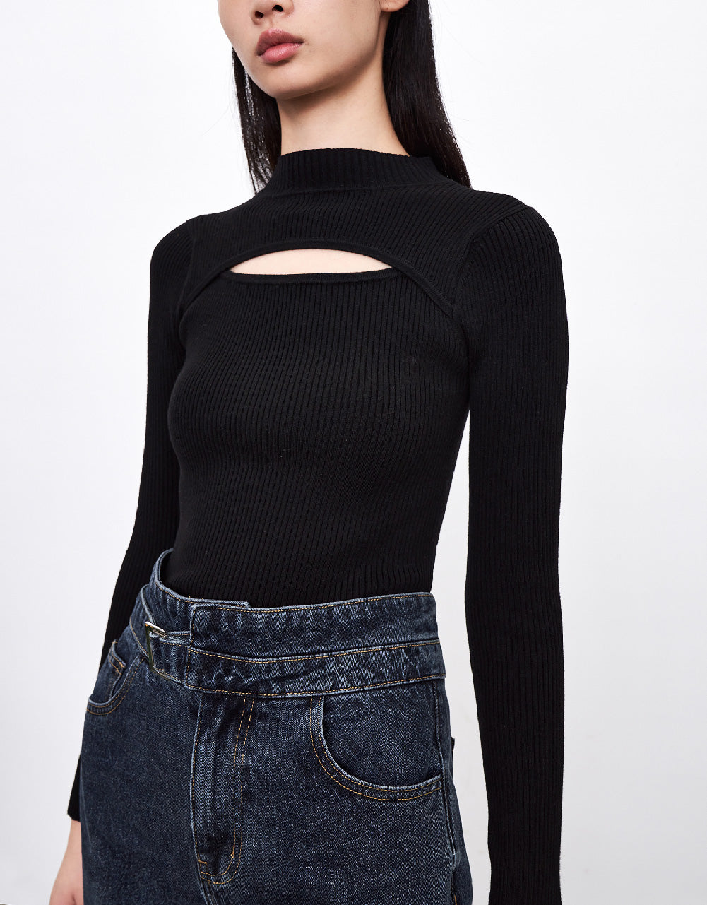 Cut-Out Knitted T-Shirt