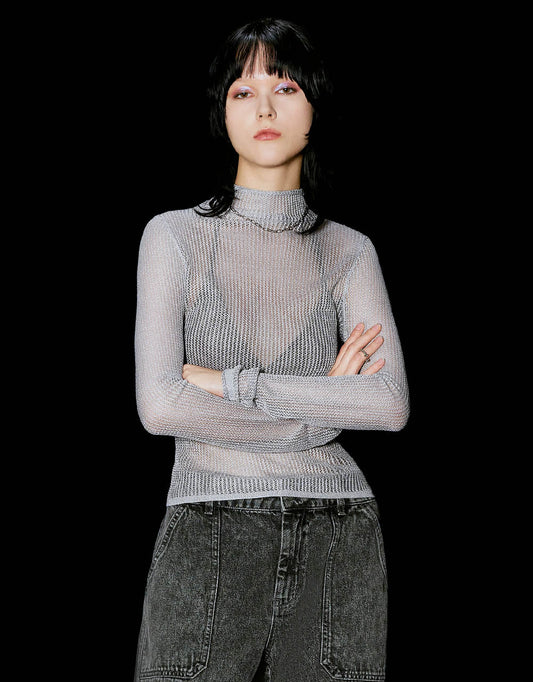 Turtle Neck Knitted T-Shirt