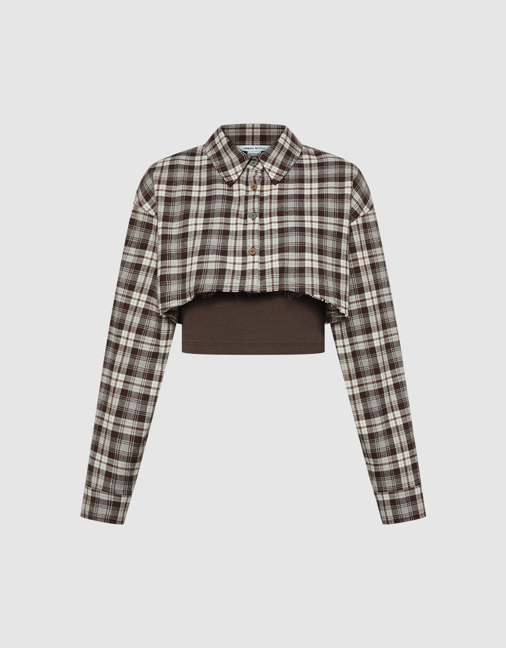 Raw Hem Plaid Straight Shirt