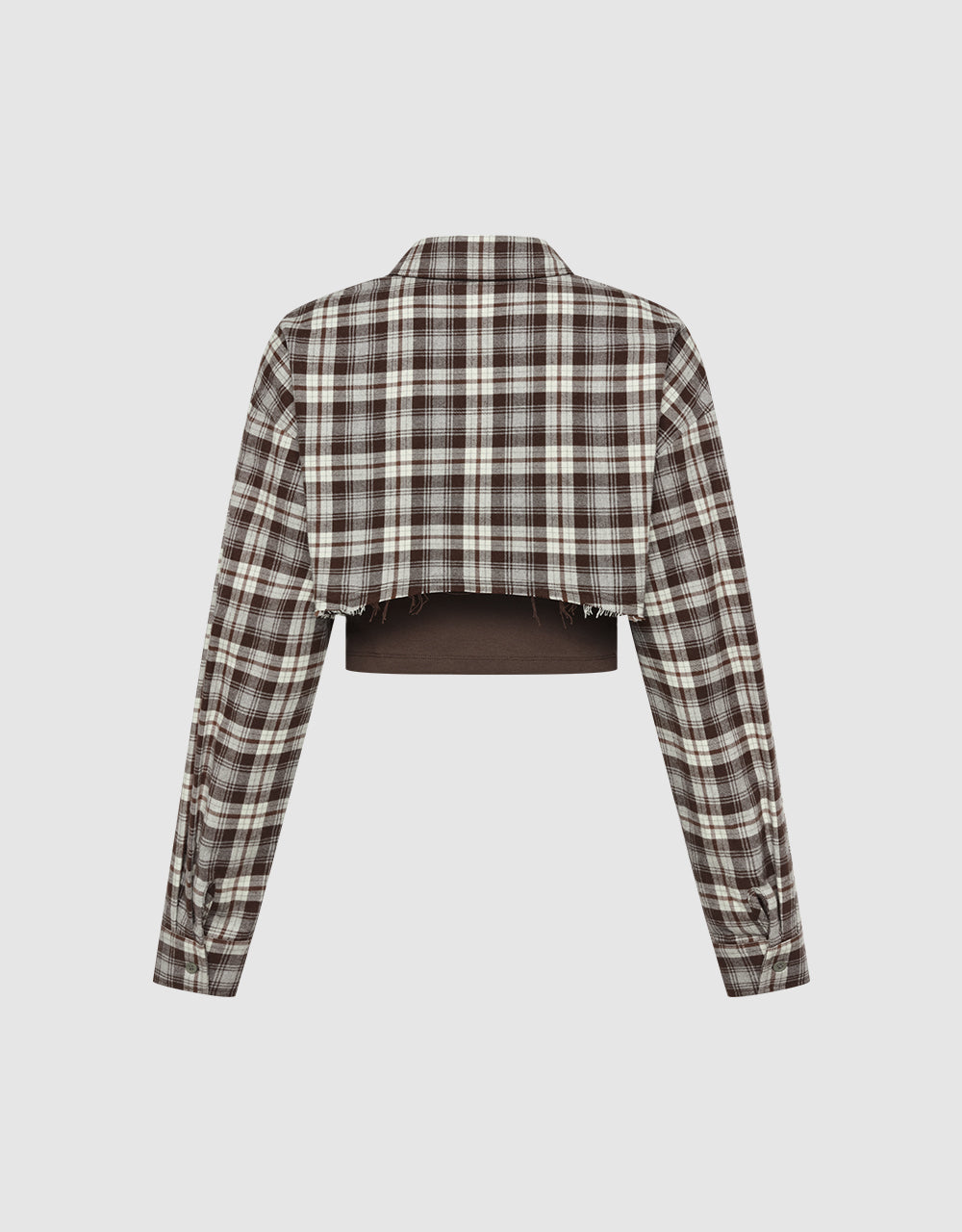 Raw Hem Plaid Straight Shirt