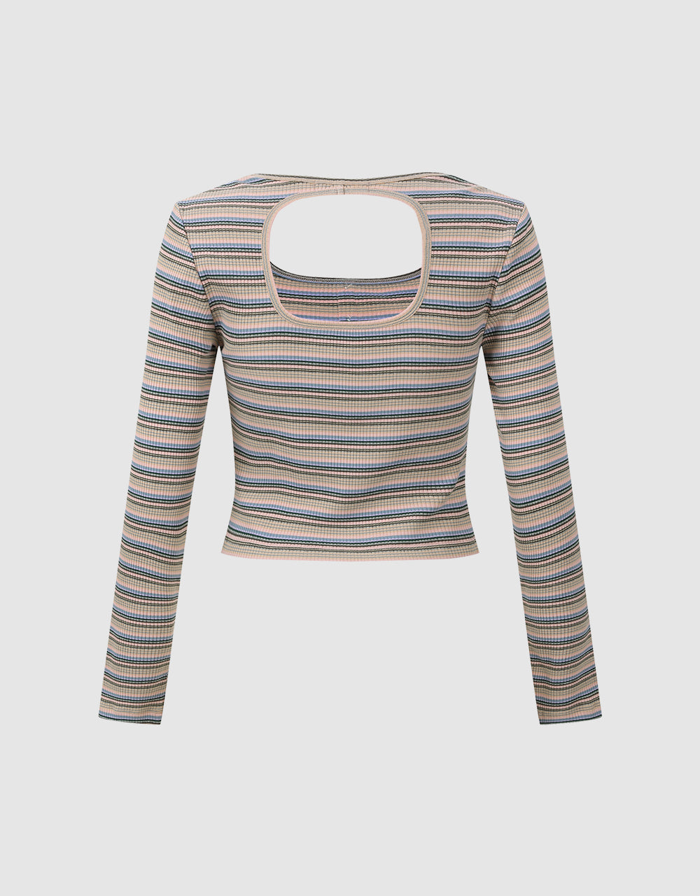 Striped U Neck Skinny T-Shirt