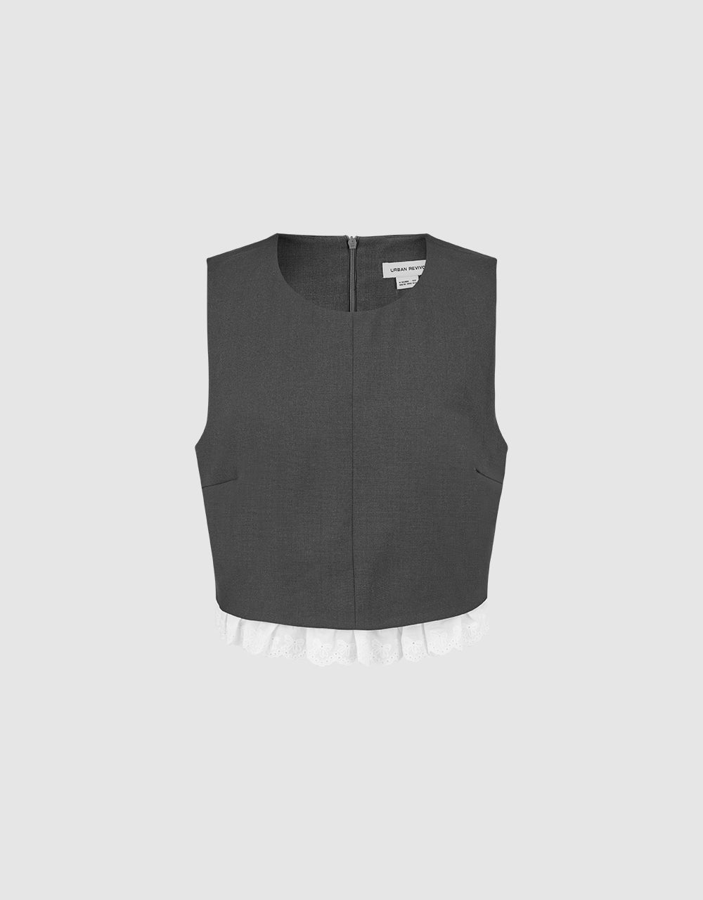 Sleeveless Two Toned Crew Neck Blouse