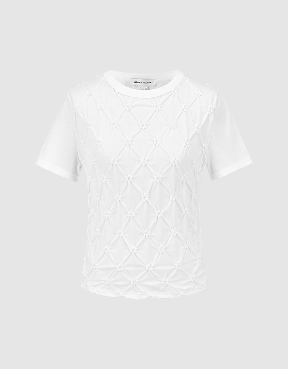 Embossed Crew Neck Skinny T-Shirt