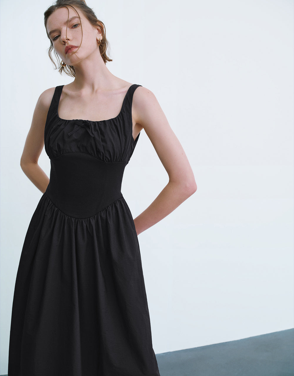 Square-cut Collar A-Line Dress