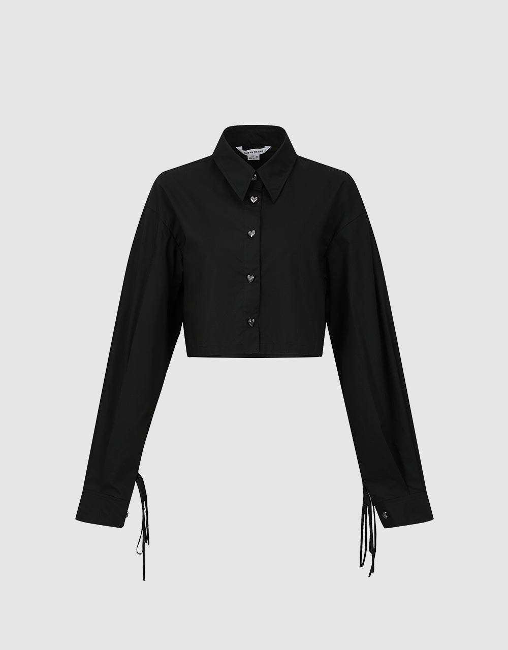 Heart Shape Button Cropped Straight Shirt