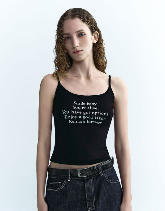 Letter Printed U Neck Cami Top