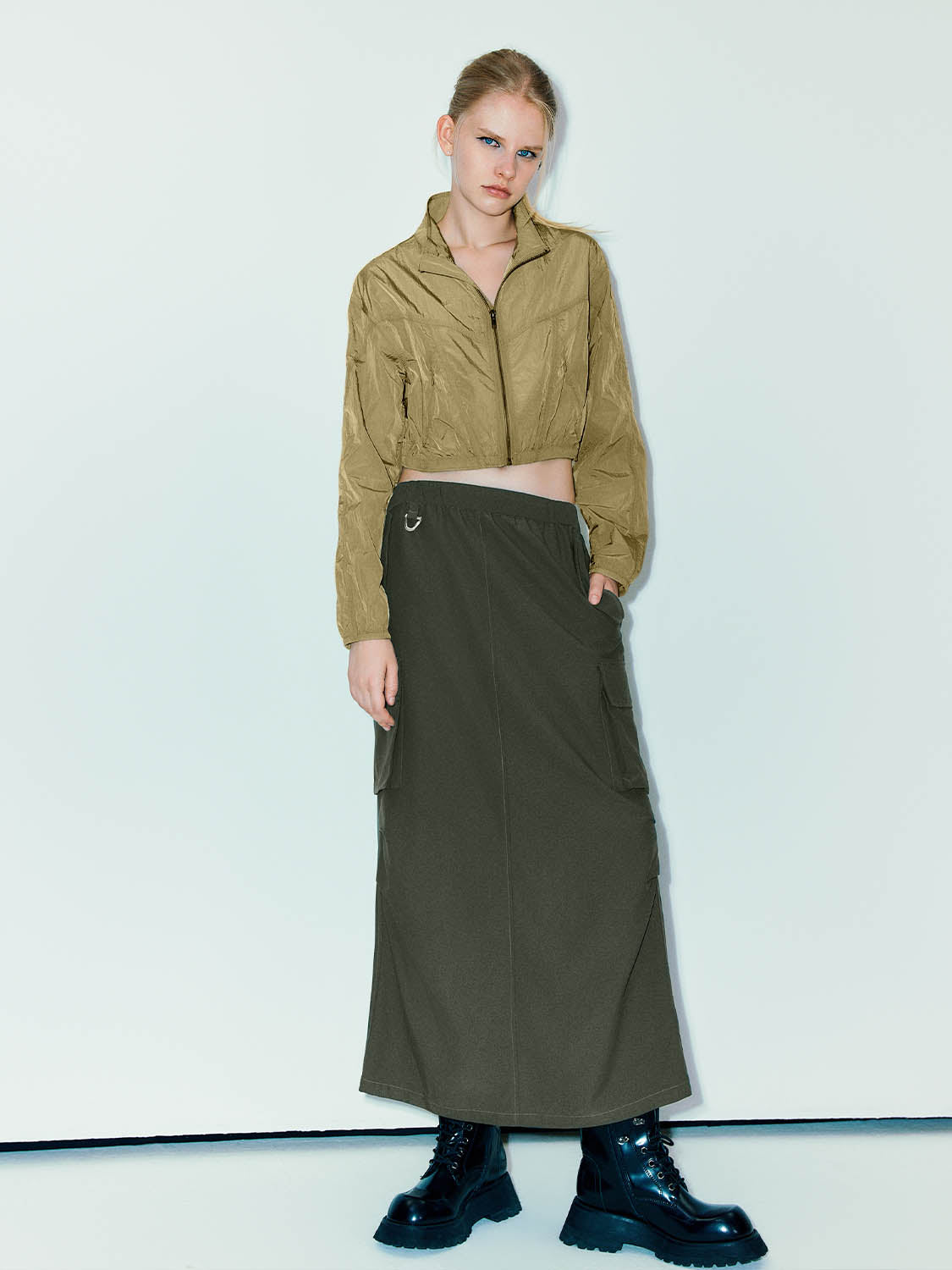 Elastic Waist A-Line Skirt