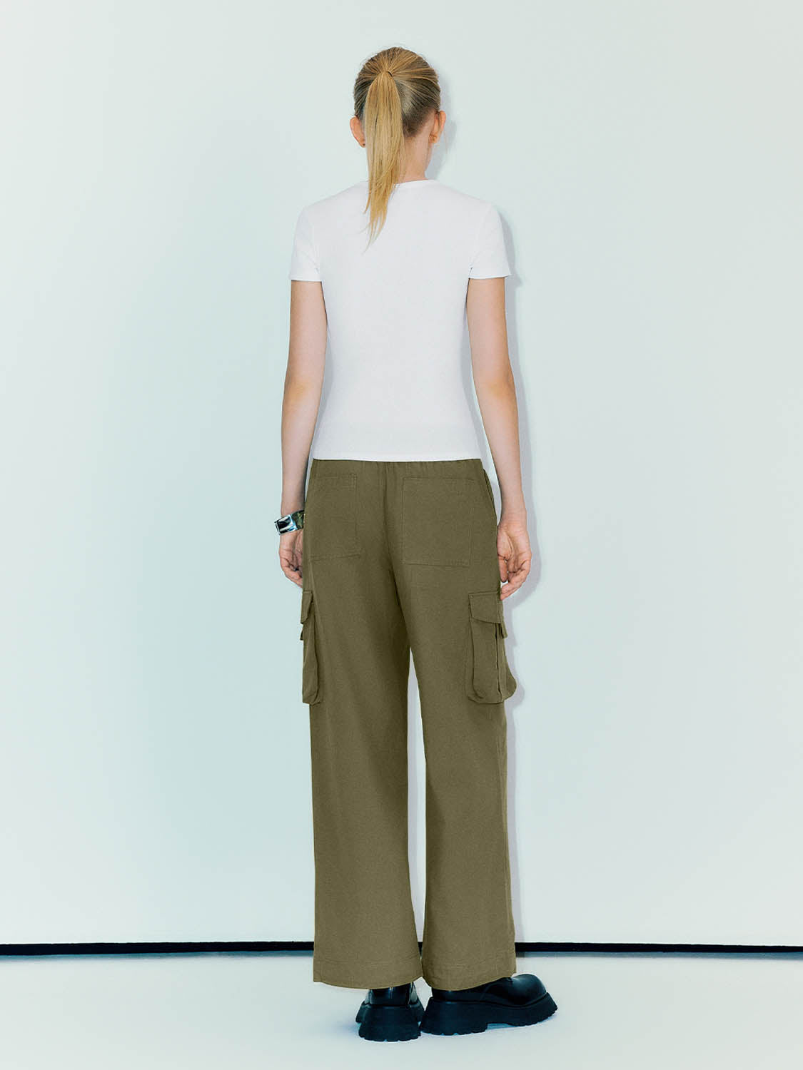 Drawstring Waist Wide-Leg Pants