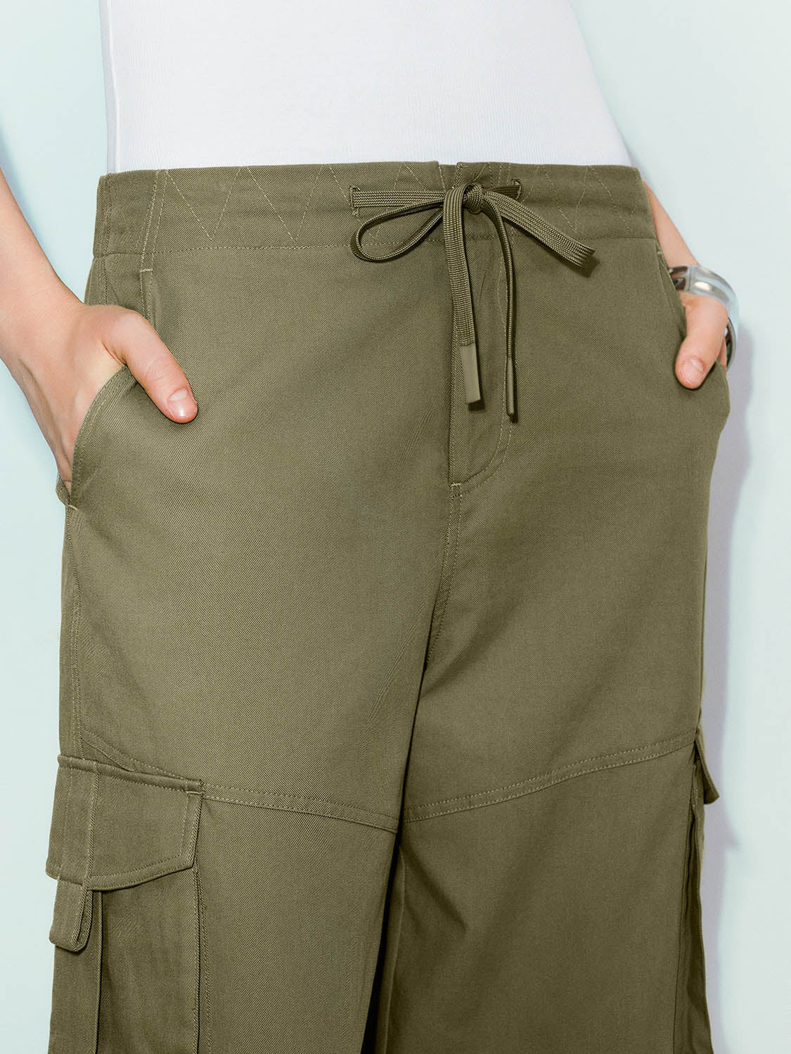 Drawstring Waist Wide-Leg Pants