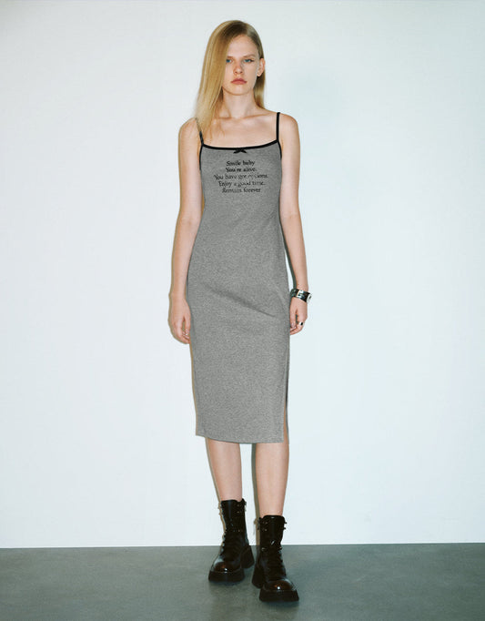 Letter Printed Straight Cami Dress