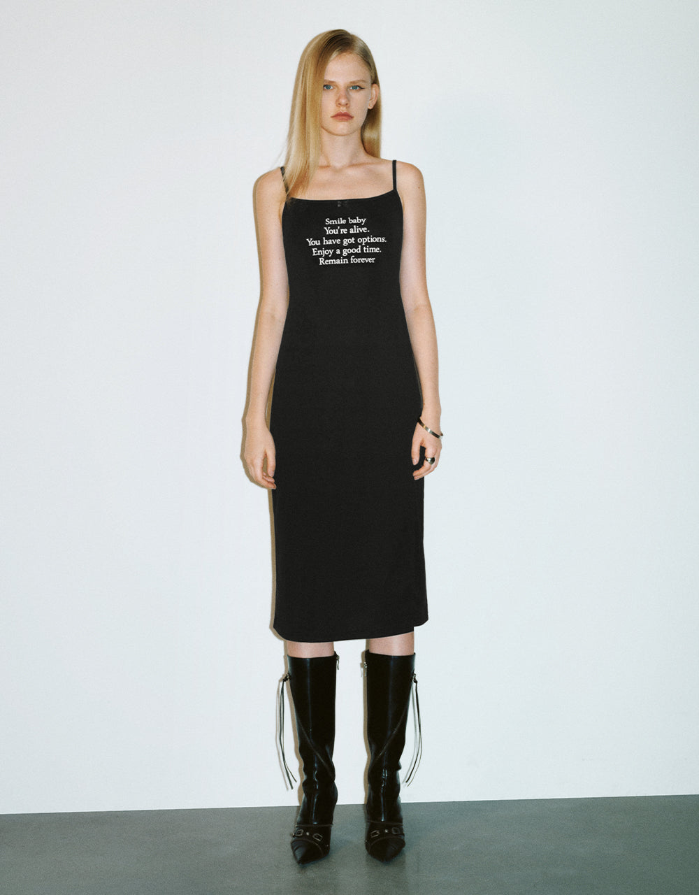 Letter Printed Straight Cami Dress