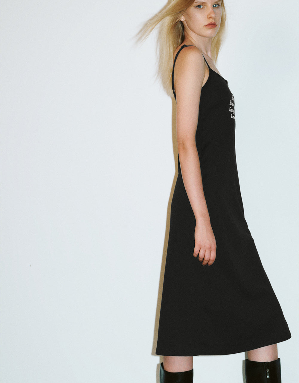 Letter Printed Straight Cami Dress