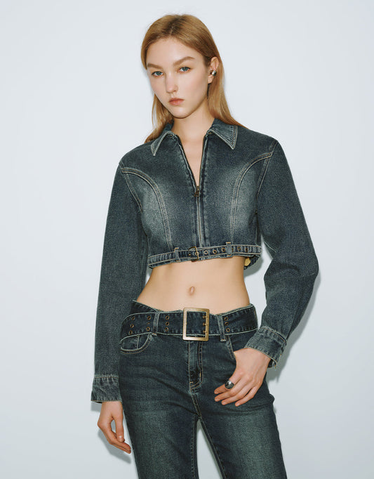 Cropped Straight Denim Shirt