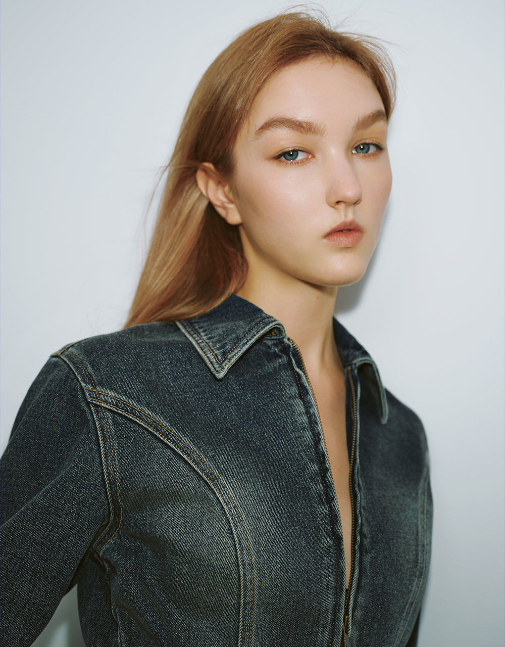 Cropped Straight Denim Shirt