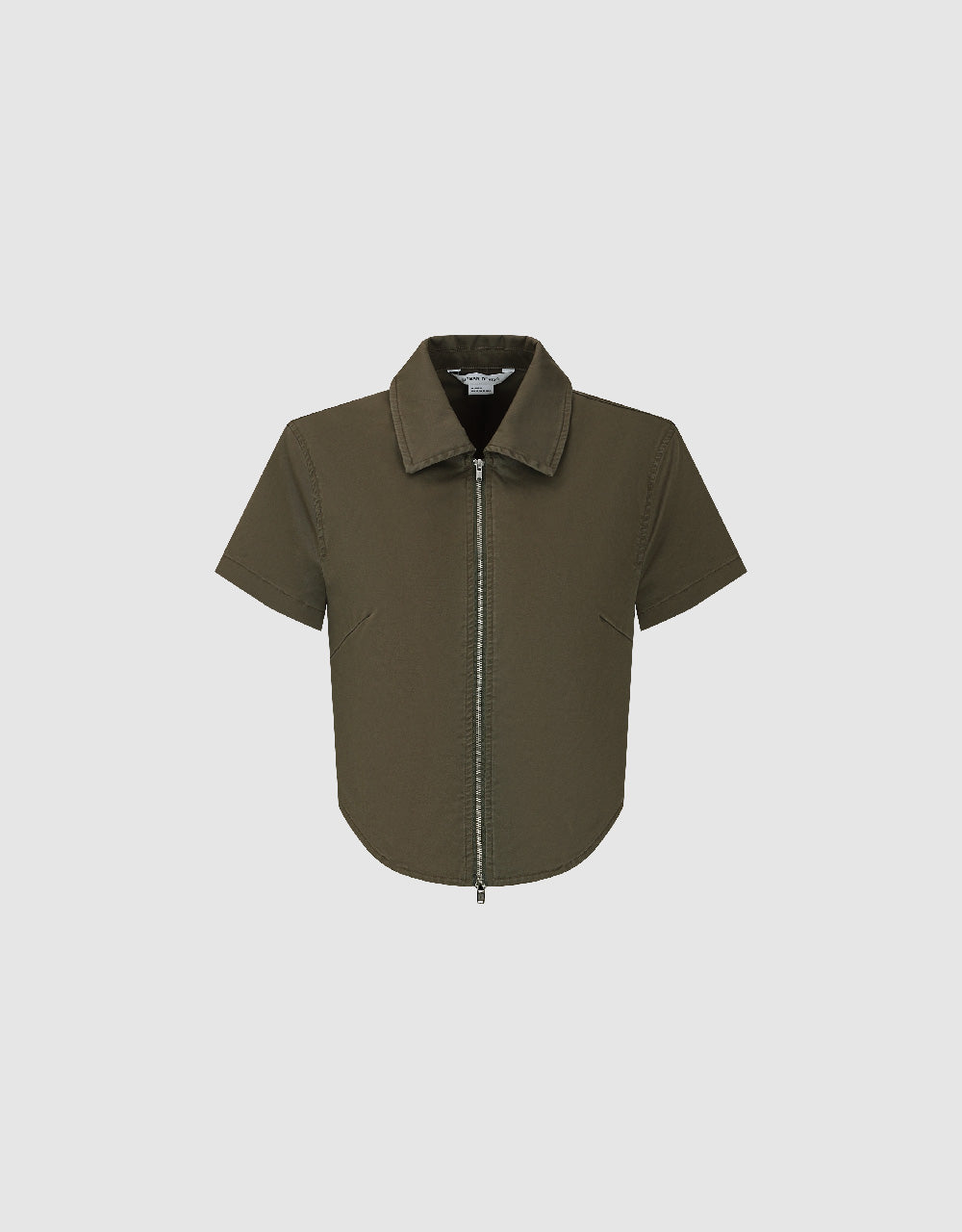 Zipper Front Lapel Shirt