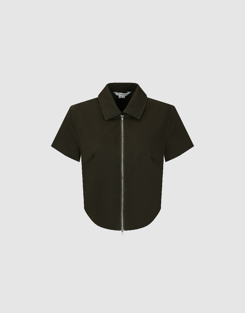 Zipper Front Lapel Shirt