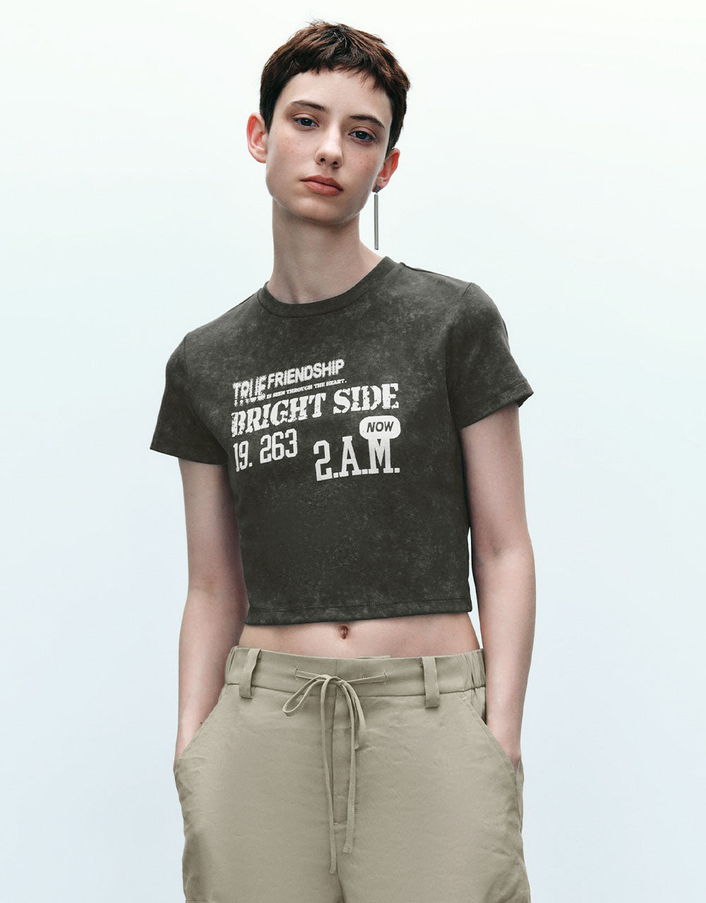 Letter Printed Crew Neck T-Shirt