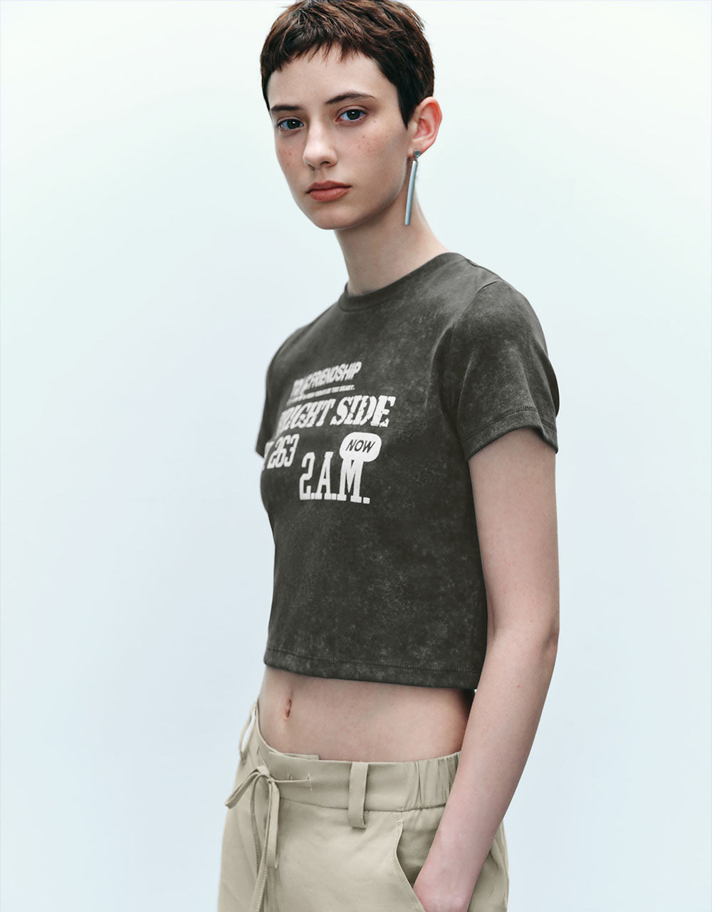 Letter Printed Crew Neck T-Shirt